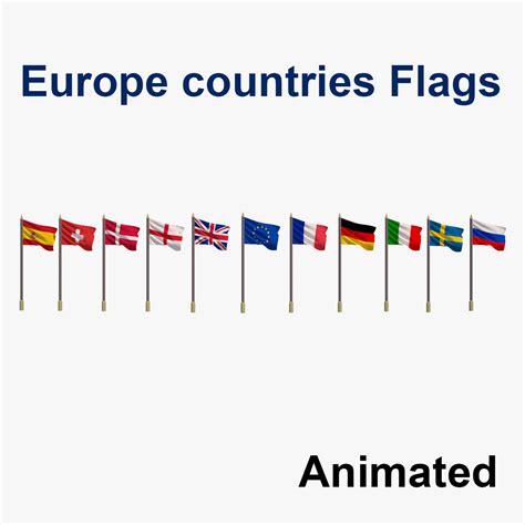 Europe Flag -European Union EU - Animated 3D Model $9 - .max .fbx .obj ...