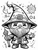 Cute Wizard Coloring Page · Creative Fabrica sketch template