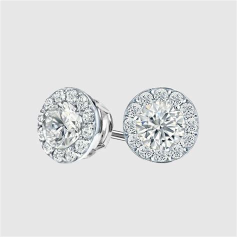 VVS HALO STUD EARRINGS 2.4CTW - White Gold Vermeil – Zotic