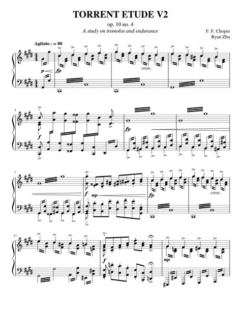 Chopin - Etude Op. 10 No. 4 "Torrent" (VARIATION) Sheet music for Piano (Solo) | Musescore.com