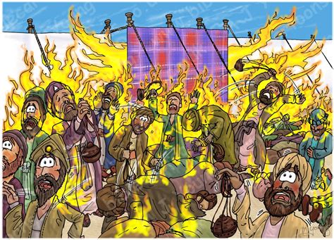 Numbers 16 - Korah’s rebellion - Scene 08 - God’s fire consumes 250 men | Bible Cartoons