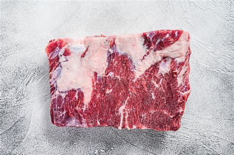 Raw Beef Short Ribs Kalbi On Kitchen Table White Background Top View ...