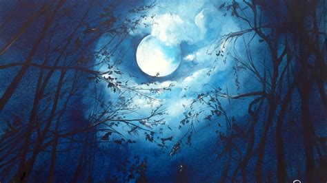 Watercolor Moonlight Painting Demonstration - YouTube