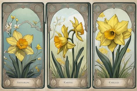 Premium Photo | Fantasy Tarot Card Daffodil Symbolism Concept Art