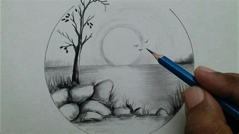 How to Draw Easy Scenery with Beautiful Landscape Sunset Scenery ...