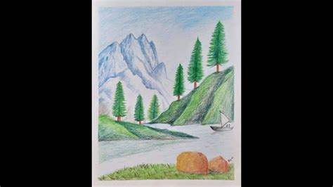 Color Pencil Drawing of Himalayan Mountain Peak