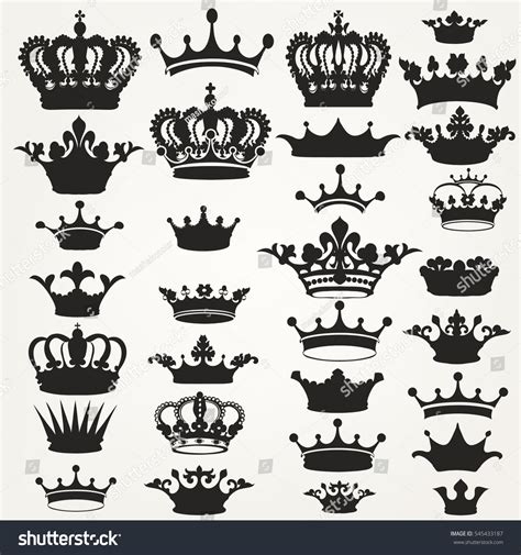 Big Collection Vector Crown Silhouettes Vintage Stock Vector (Royalty ...