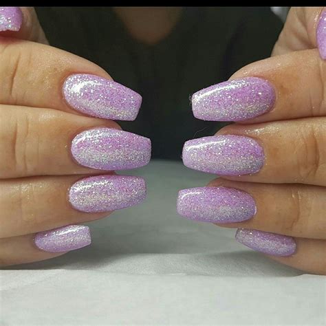 Pastel purple glitter acrylic nails | Purple glitter nails, Purple acrylic nails, Purple nails