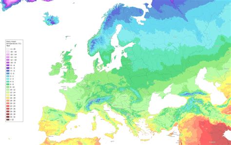 Europe daily mean annual temperature : europe