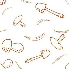 Set of mushroom doodle seamless autumn patterns N2 free image download