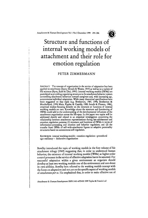 (PDF) Structure and functions of internal working models of attachment and their role for ...