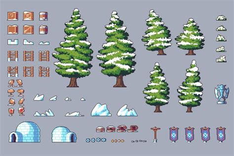 Snow 2D Game Tileset Pixel Art - CraftPix.net Pixel Art Background ...