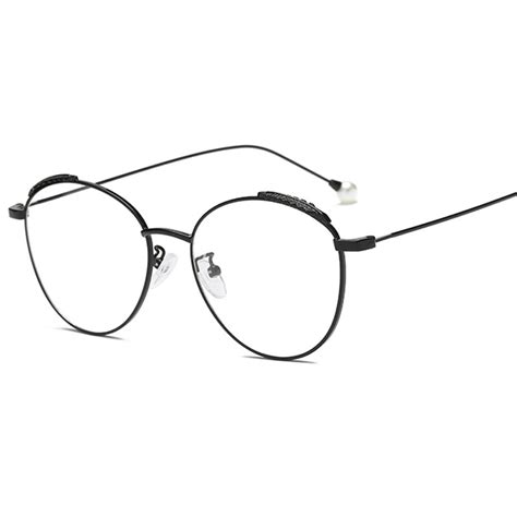Retro Literary Optical Glasses Feather Round Glasses Frame Pearl Legs Ladies Eyeglasses Eye Care ...