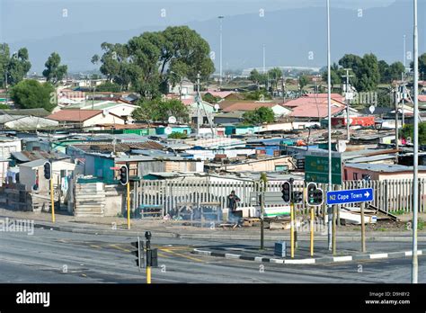 Township in Gugulethu area along N2 highway, Cape Town, South Africa Stock Photo, Royalty Free ...