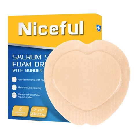 Buy Niceful Sacral Foam Dressing, 9''X9" Sacrum Silicone Foam Dressing with Border, Waterproof ...