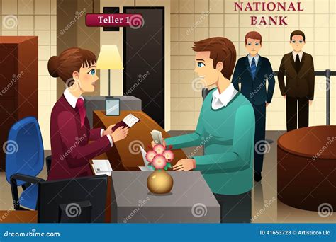 Bank Teller Servicing a Customer in the Bank Stock Vector ...