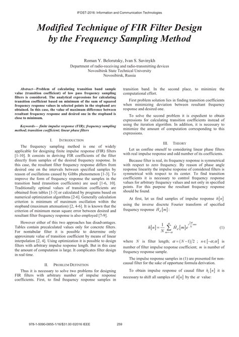 (PDF) Modified technique of FIR filter design by the frequency sampling ...