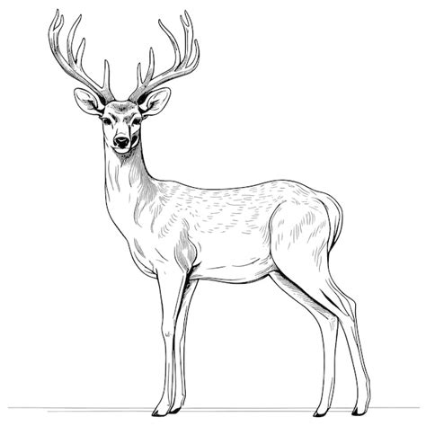 Deer engraving style vector illustration hand drawn sketch | Premium AI-generated vector