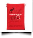 Red Canvas Christmas Drawstring Gift Bag - North Pole Post Office - CLOSEOUT