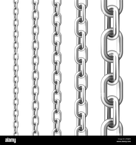 Realistic seamless metal chain with silver links isolated on white ...