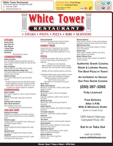 White Tower Restaurant - Campbell River, BC - 1920 Island Hwy | Canpages