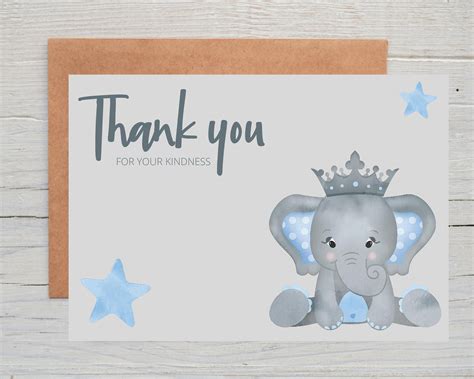 Elephant thank you card Baby shower thank you cards Elephant | Etsy