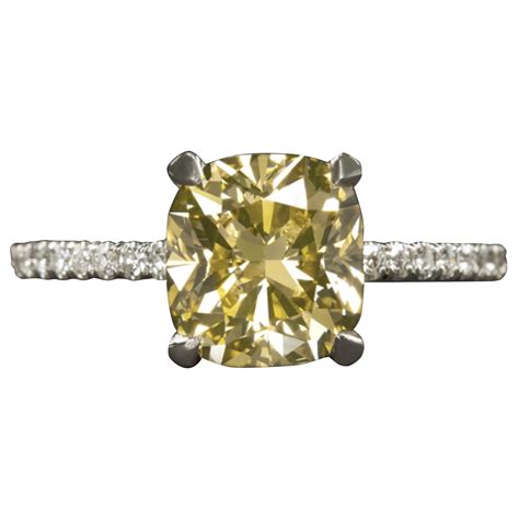 4.10 Carat Cushion-Cut Diamond Gold Ring at 1stDibs