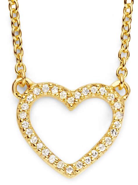 JCPenney FINE JEWELRY 1/10 CT. T.W. Diamond 14K Gold-Plated Mini Heart Pendant Necklace ...