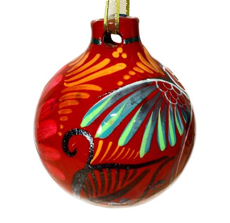 Mexican Pottery Christmas Ornaments - Set of 10 - My Mercado Mexican Imports