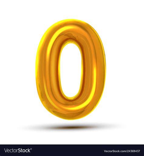 0 zero number golden yellow metal letter Vector Image