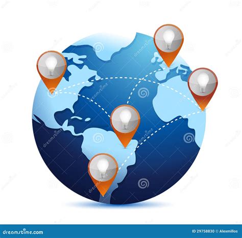 Electric Light Bulb Idea Location On A World Globe Stock Photo - Image: 29758830