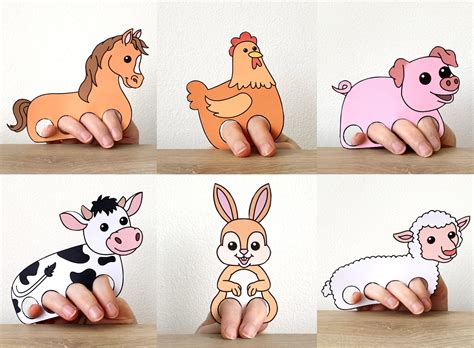 Farm Animal Paper Craft Printable Finger Puppet Template Kids - Etsy UK