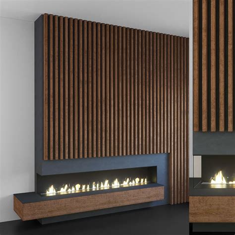 3D Wall Panel Set 136 Fireplace | CGTrader