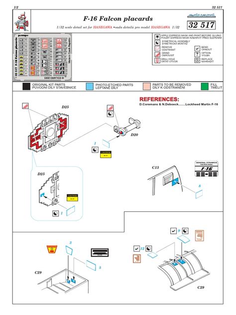Eduard F-16 Falcon Placards For 1-32 Hasegawa | PDF