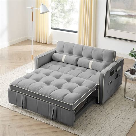 Holaki Small Velvet Convertible Loveseat Sleeper Sofa Couch With ...