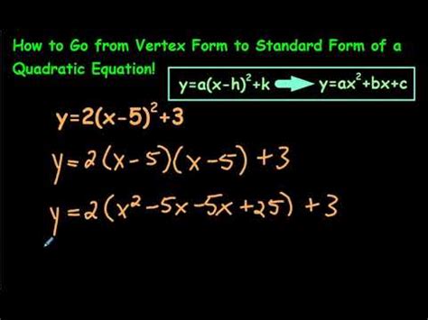 How to Go from Vertex Form to Standard Form of a Quadratic Equation - YouTube