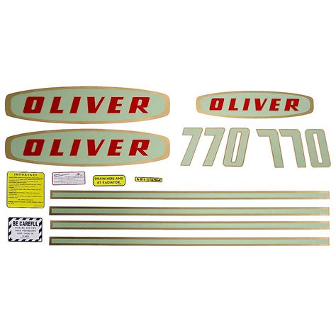 Decal Set For Oliver 770 Gas Tractors. -- Oliver Parts for Tractors