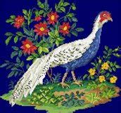 Vintage Cross Stitch Silver pheasant
