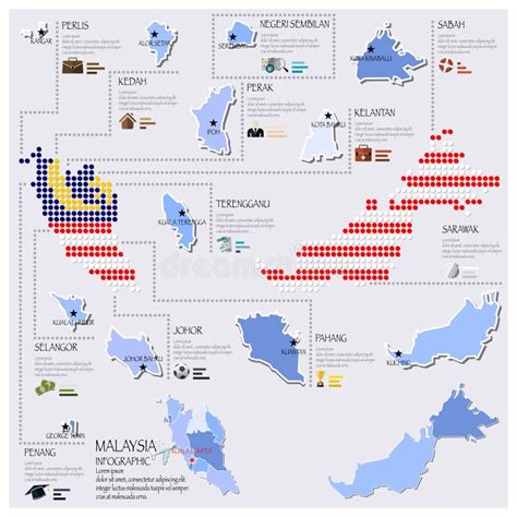 Malaysia Map With Flag