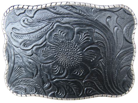 Wallet Buckle | Floral Embossed | Black floral, Embossed leather, Floral