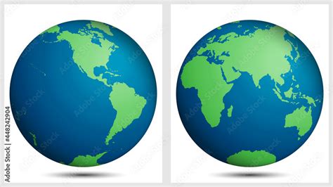 Globe map of the world, planet Earth. Western and Eastern Hemisphere. Stock Vector | Adobe Stock