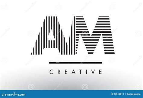 Am a M Black and White Lines Letter Logo Design. Stock Vector - Illustration of typography ...