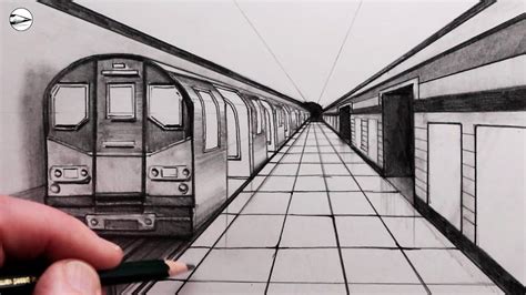 How to Draw One-Point Perspective for Beginners: Narrated Drawing Subway Train in 2022 | One ...