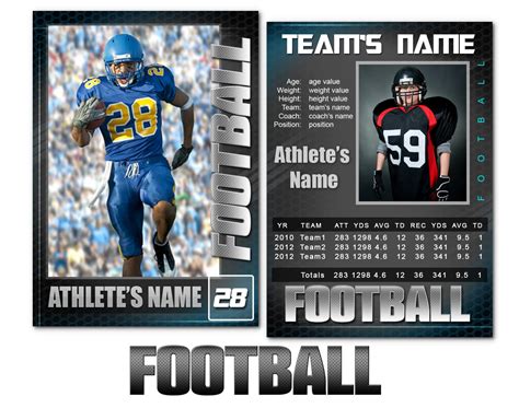 Football graphite Cards Templates - Etsy Canada