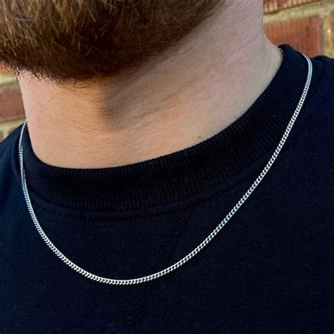 Mens Silver Chain Necklace 2mm Silver Chain Silver | Etsy