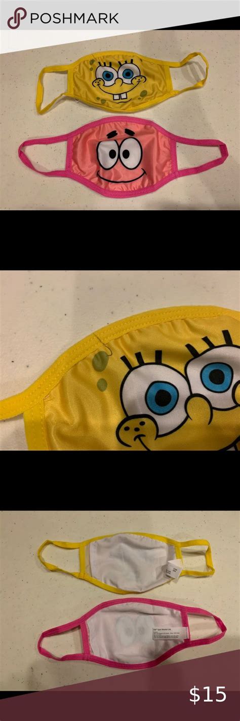 2 x Kids’ SpongeBob Face Masks, NWT! | Spongebob faces, Spongebob, Face mask