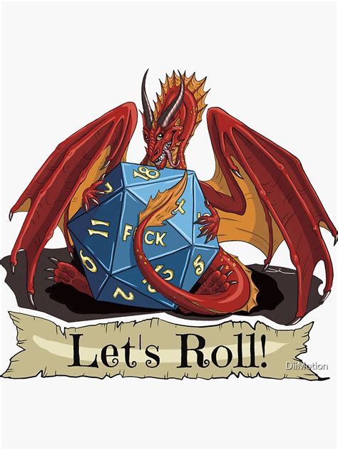 ""Let's roll!" DnD funny art - goofy dragon with a dice design" Sticker for Sale by DiiMotion ...