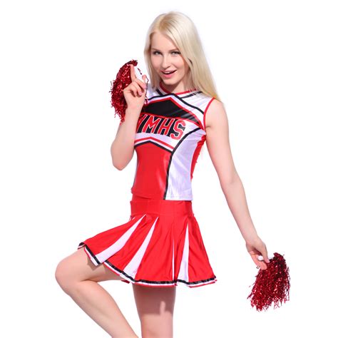 Glee Style High School Girl Cheerleader Cheerleading Costume Outfit w/ Pom Poms | eBay