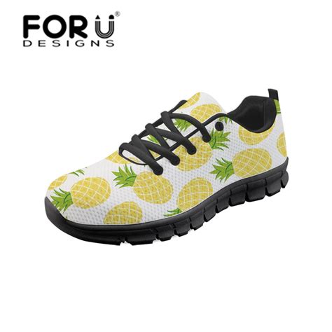 FORUDESIGNS Summer Pineapple Print Women's Vulcanize Shoes Women Breathable Sneakers Tenis ...