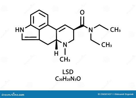 LSD Molecular Structure. Lysergic Acid Diethylamide Skeletal Chemical Formula. Chemical ...